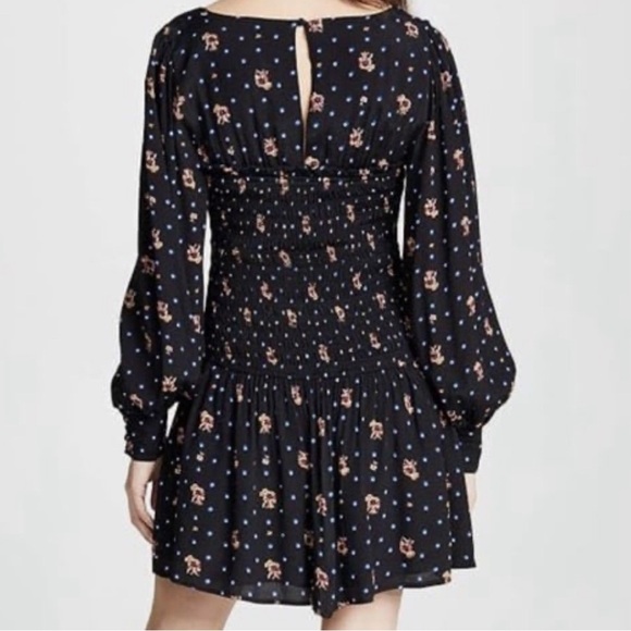 XS Free People Black Floral Mini Dress - Picture 2 of 5